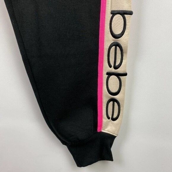 Bebe Sport Jogger Pants Womens 3X Black Pink Sweatpants Pockets Casual Ladies - Picture 4 of 6